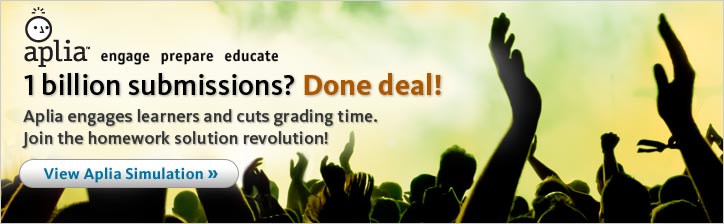 Aplia has reached 1 billion homework submissions. Click to learn how Aplia engages learners and cuts grading time.