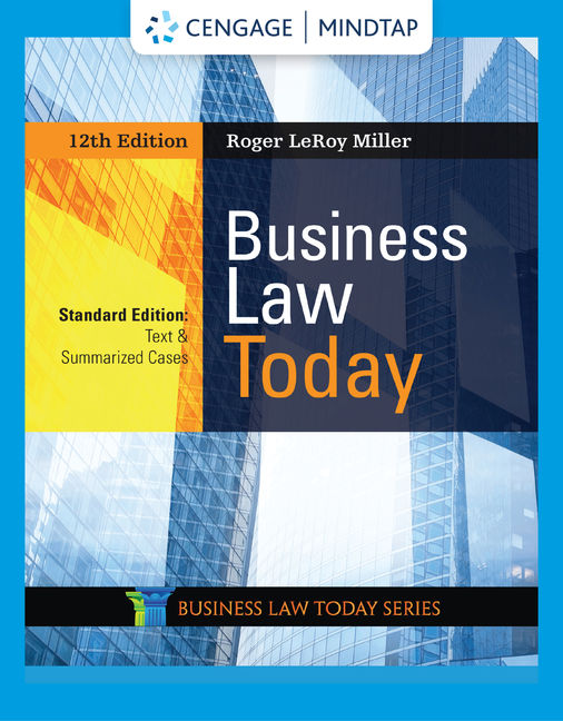 Mindtap For Business Law Today Standard Text Summarized Cases 12th Edition Cengage