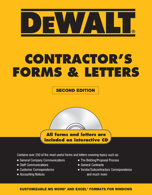 DEWALT® Contractor's Forms & Letters, 2nd Edition Cengage