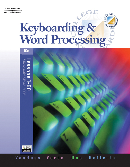 Keyboarding Word Processing Lessons 1 60 With Data Cd - 