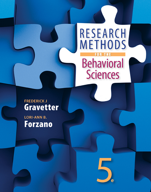 Research Methods For The Behavioral Sciences 9781305104136 Cengage