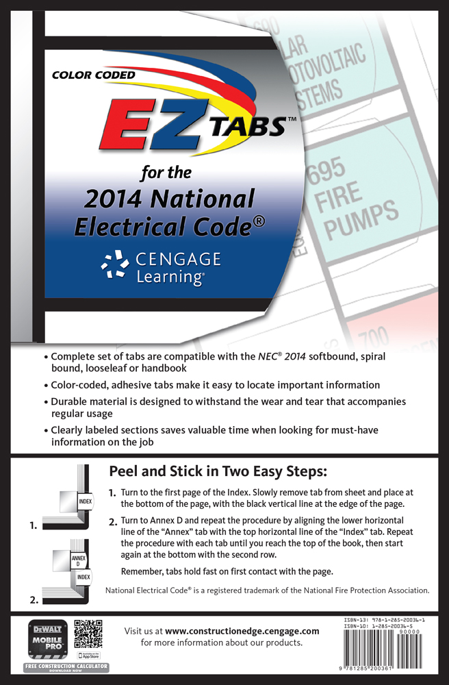 Color Coded EZ Tabs for the 2014 National Electrical Code®, 2nd Edition